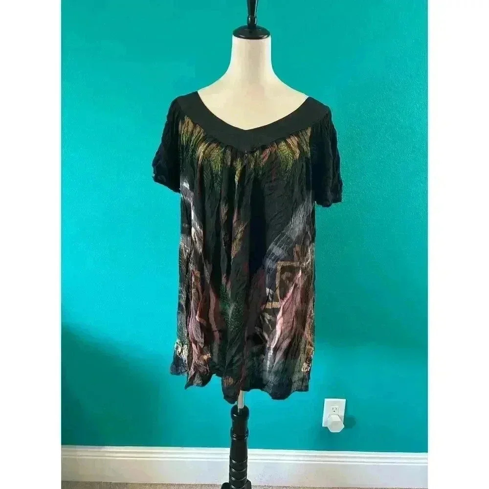 NWT Sacred Threads Clothing Black Hippie Boho Festival Peasant One Size